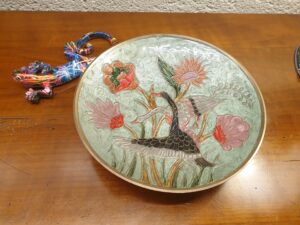 Coupe aux cygnes émaux cloisonnés