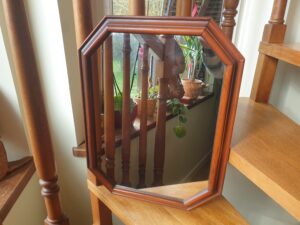 Miroir hexagonal cadre bois